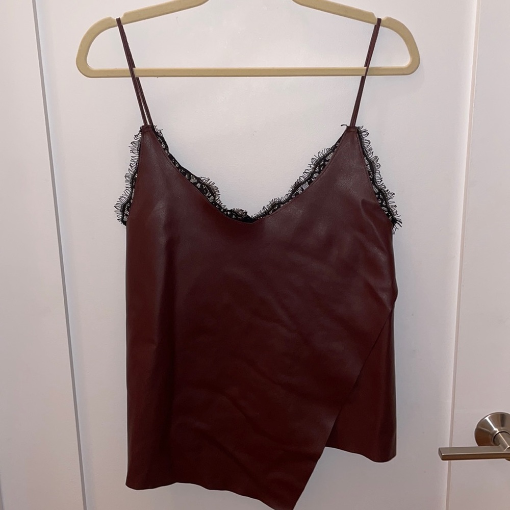 Burgundy leather blouse